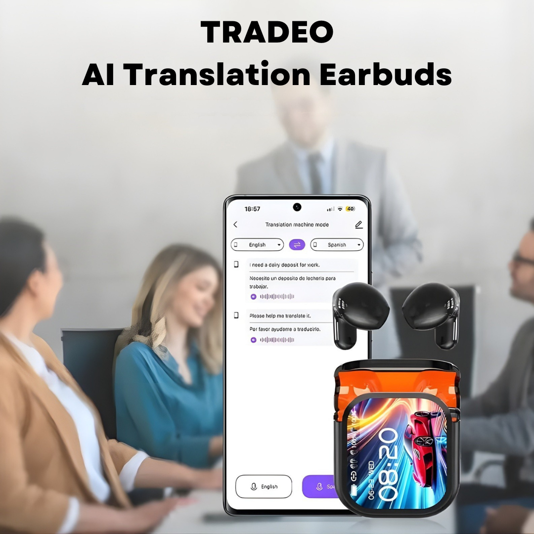 Tradeo® - AI Translation Earbuds with HD Screen and Noise Reduction