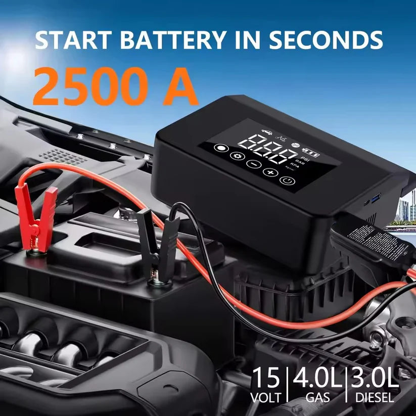 JumpAir Go® - Powerful Jump Starter with LED Light and Air Compressor